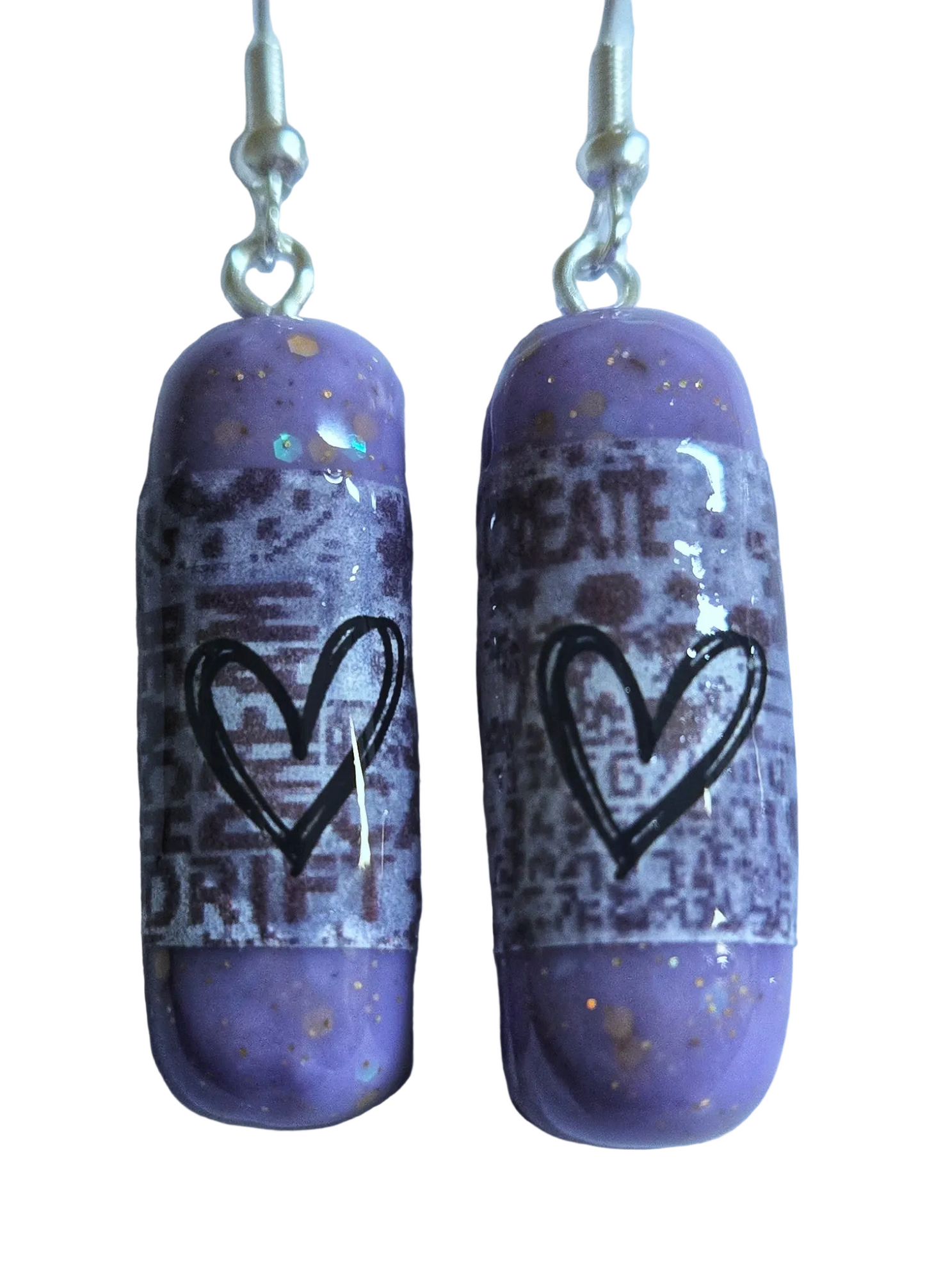Handmade Purple Heart Earrings