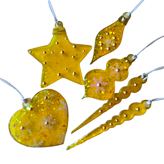 Glow! Golden Yellow Ornaments