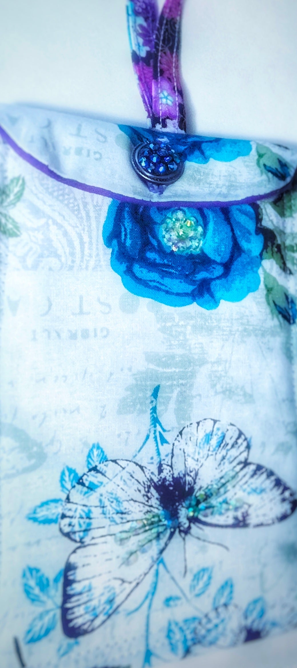 Blue Rose Cellphone/ Eyeglass wristlet
