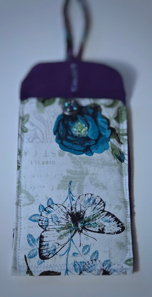 Blue Rose Cellphone/ Eyeglass wristlet